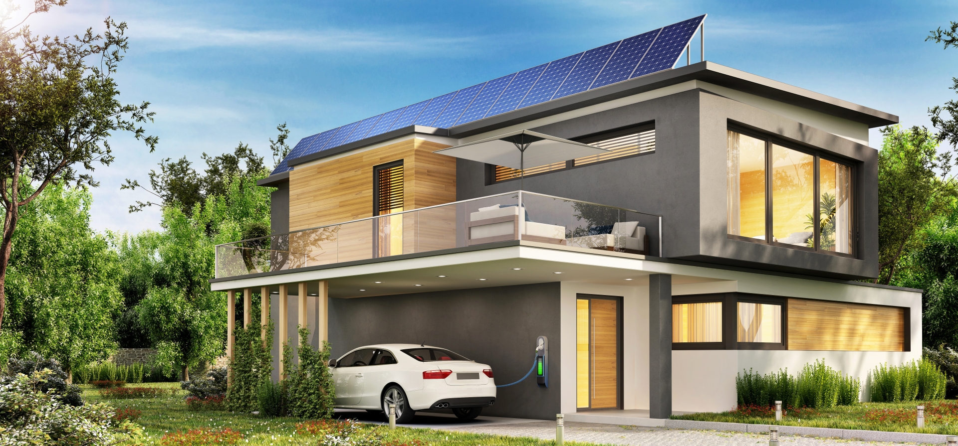 House with solar and electric vehicle 